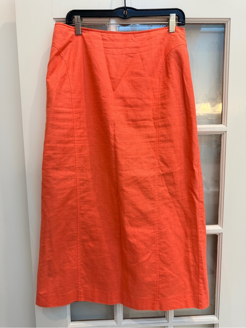 Vintage Adolfo Studio 90’s Y2K Chic Coral Pencil Linen Midi Skirt Size 14